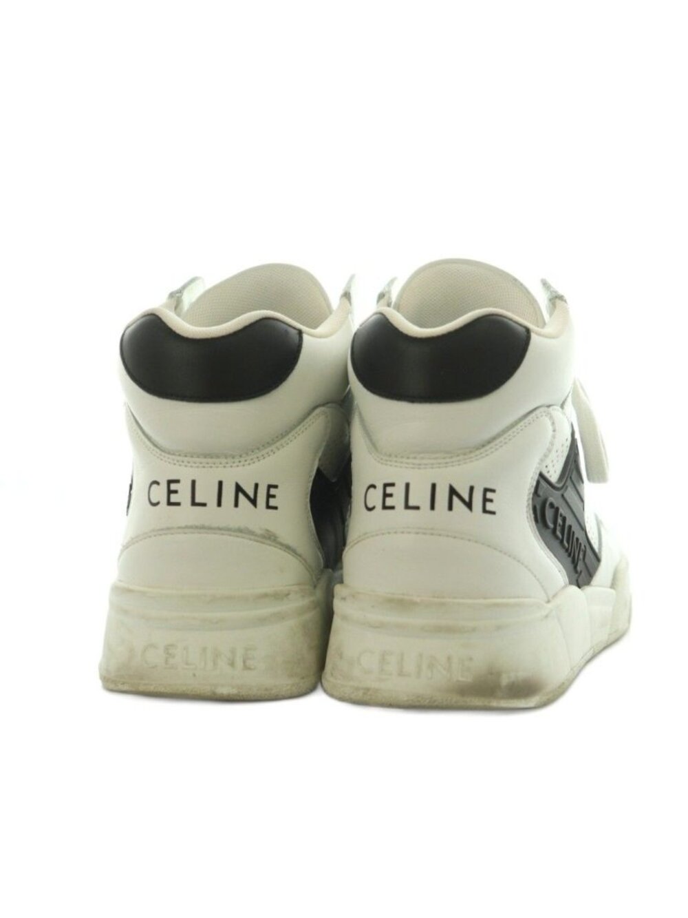 Celine High Top Sneakers Shoes 40 White Black AD - Picture 5 of 9